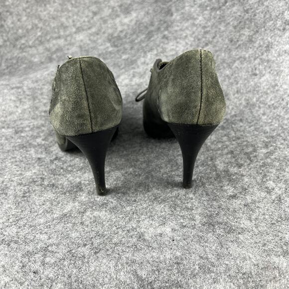 Circa Joan & David Black Suede Bootie Heels & Laces Gray Green 8M - Picture 6 of 7